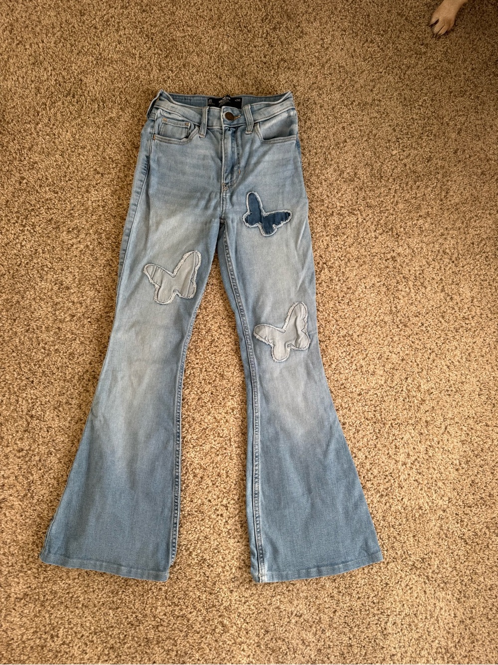 Hollister Light Blue Flared Jeans with Butterfly Patches